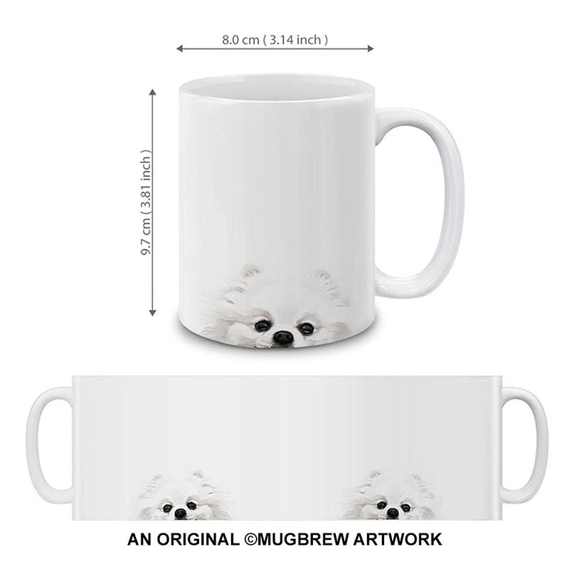 MUGBREW White Teacup Pomeranian Ceramic Coffee Mug Tea Cup, 11 OZ - Image 2